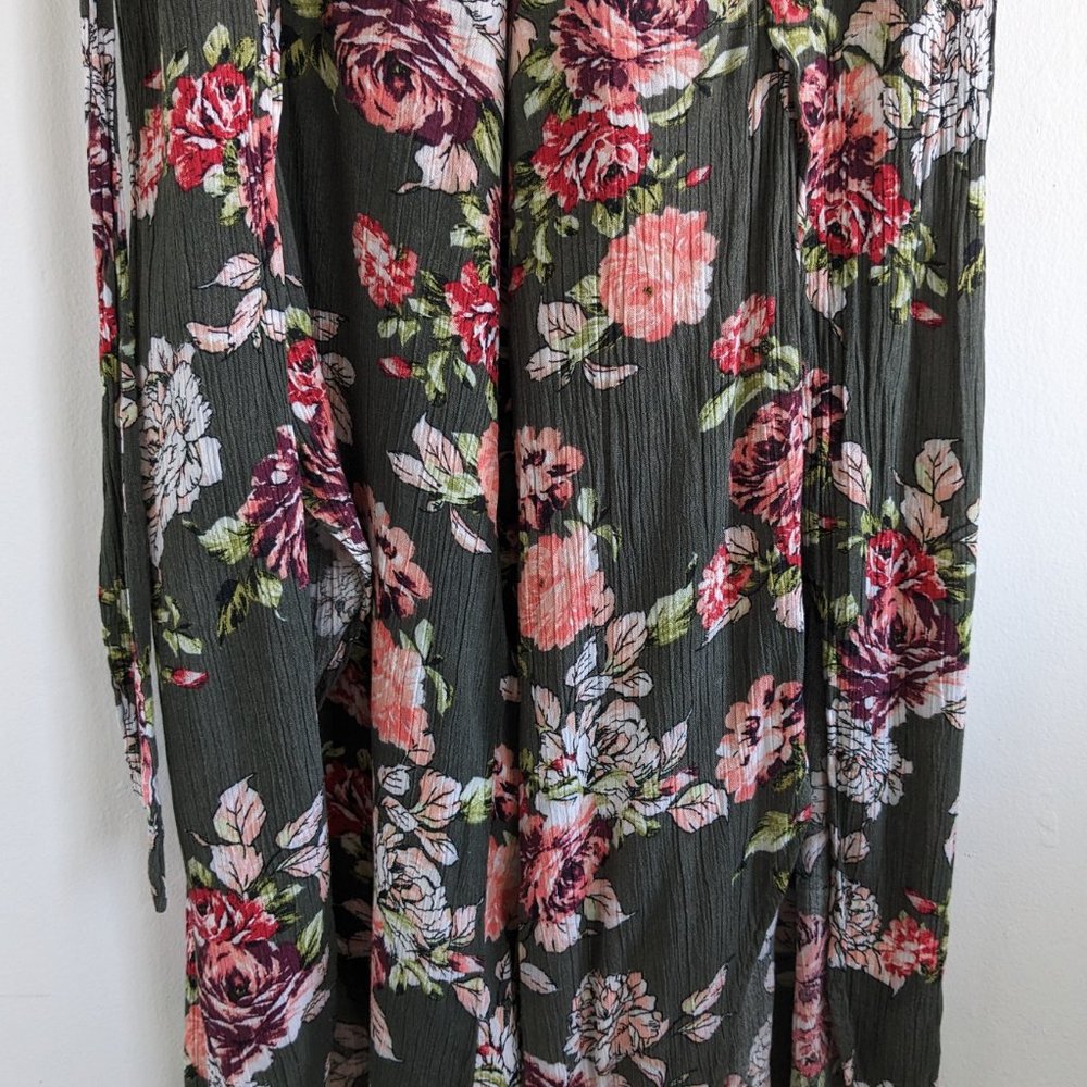 Xhilaration Small Split Leg Floral Olive High Rise Pants - Picture 11 of 12